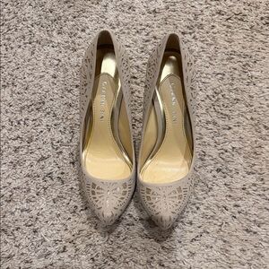Gianni Bini Beige Laser-Cut Women's Heels